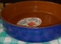 Ceramic bowl 29cm round glazed outside blue with handles