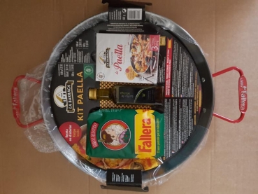 Set Paella pan with ingredients for 3-4 servings